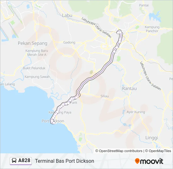 A828 Bus Line Map