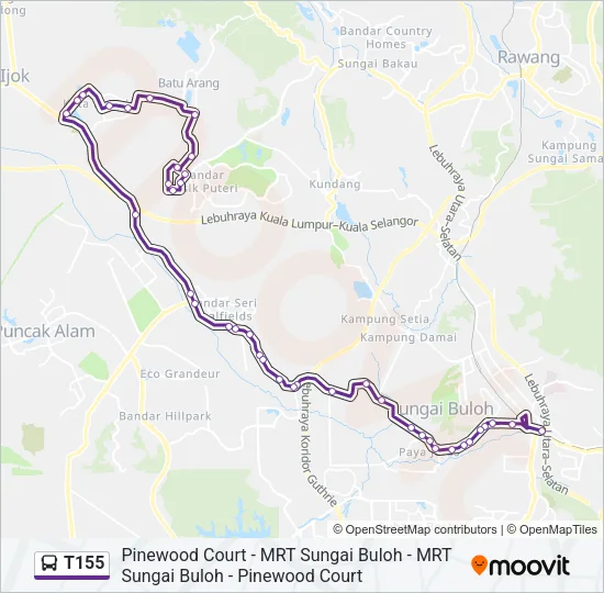 T155 Bus Line Map