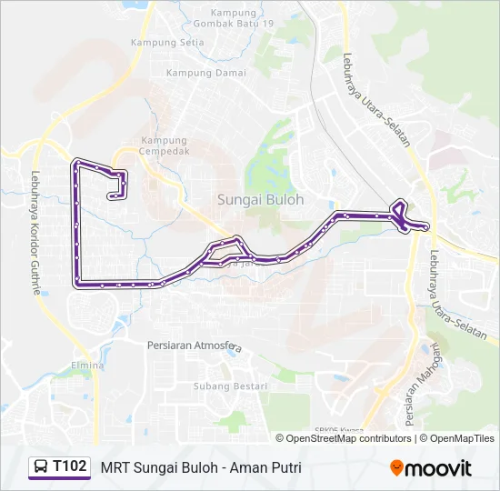 T102 Bus Line Map