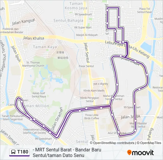 T180 Bus Line Map