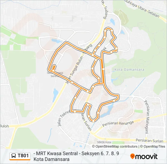 T801 Bus Line Map