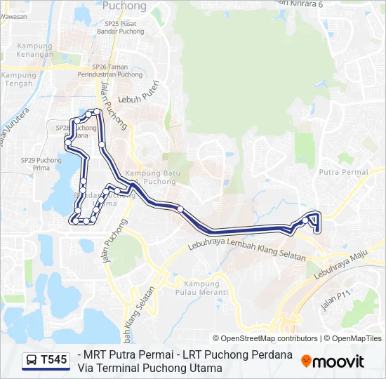 T545 Bus Line Map