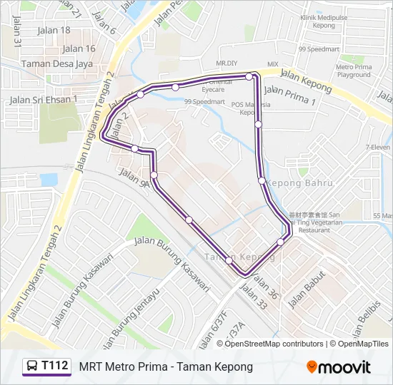 T112 Bus Line Map