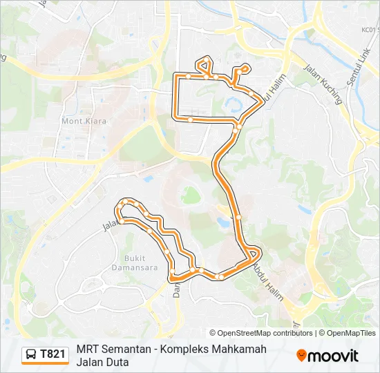 T821 Bus Line Map