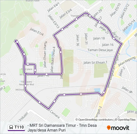 T110 Bus Line Map
