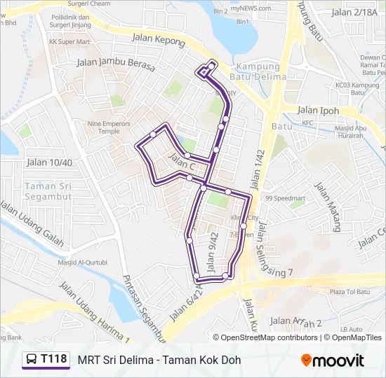 T118 Bus Line Map