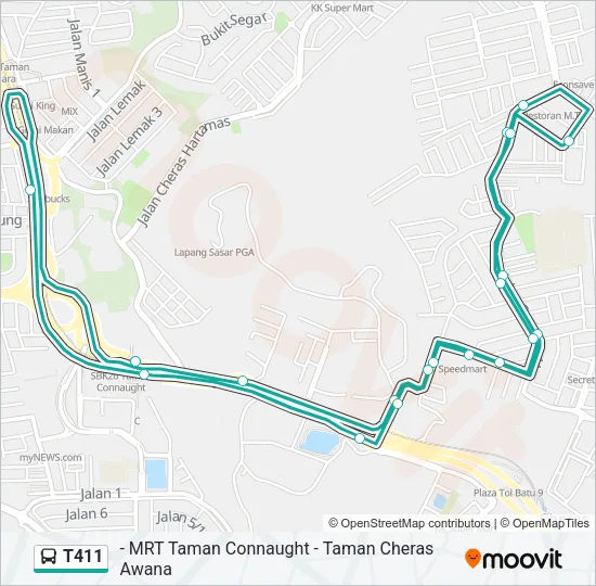 T411 Bus Line Map