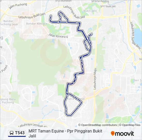T543 Bus Line Map