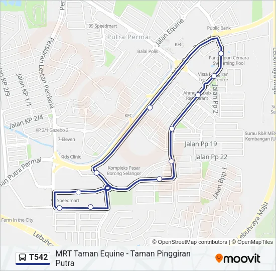 T542 Bus Line Map