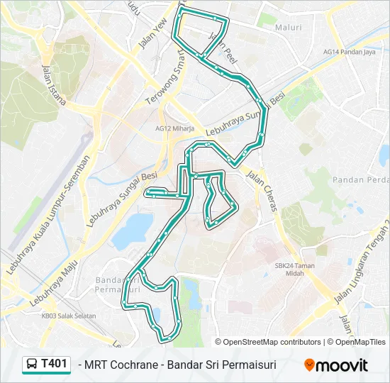 T401 Bus Line Map