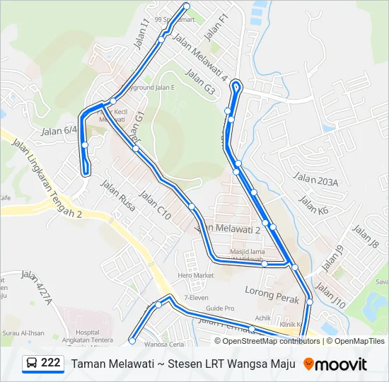 222 Bus Line Map