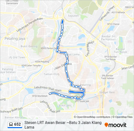 652 Bus Line Map