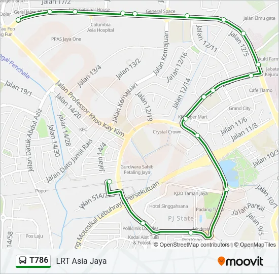 T786 Bus Line Map