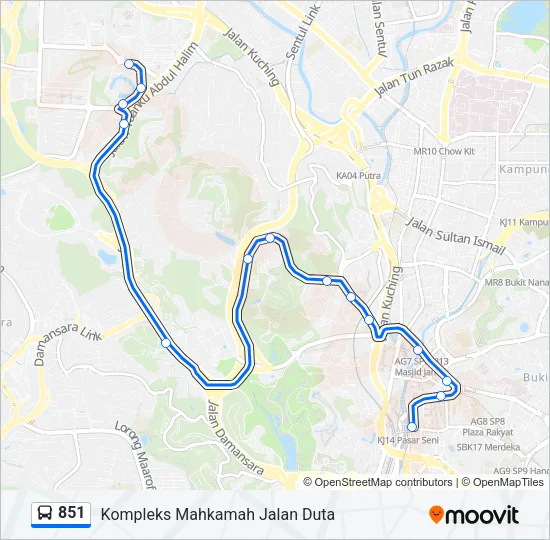 851 Bus Line Map