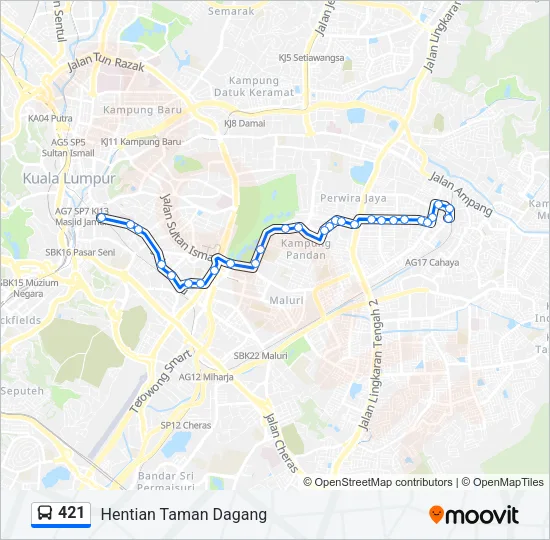 421 Bus Line Map