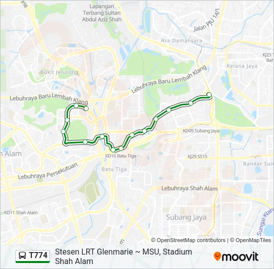 T774 Bus Line Map