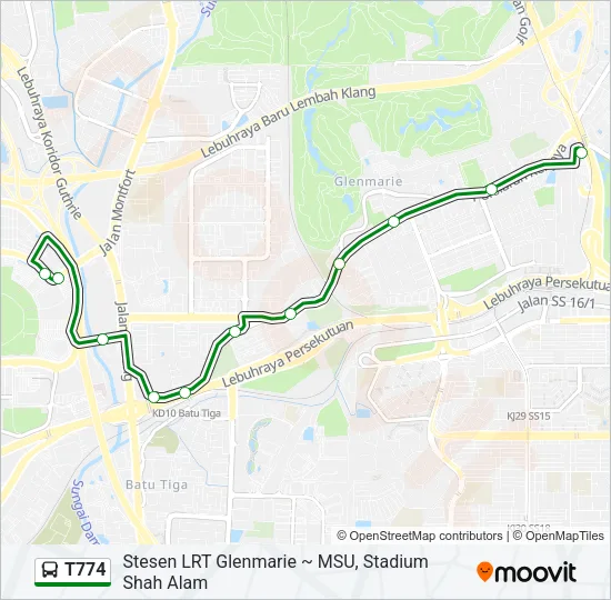 T774 Bus Line Map