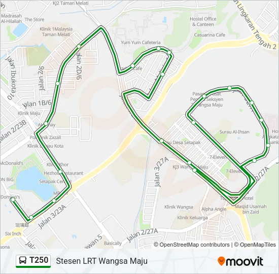 T250 Bus Line Map