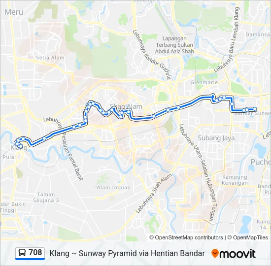708 Bus Line Map