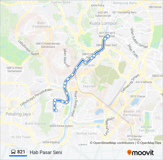 821 Bus Line Map