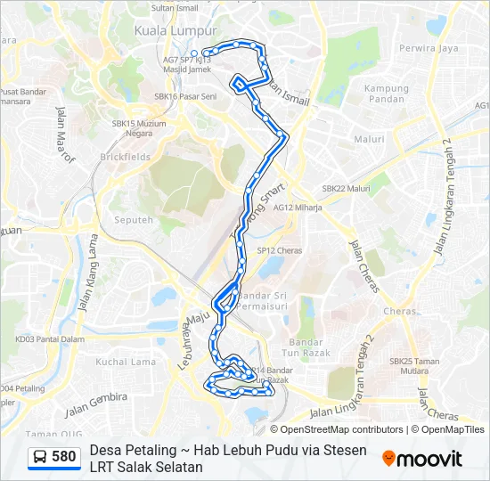 580 Bus Line Map