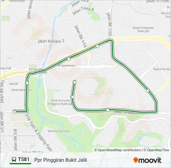 T581 Bus Line Map