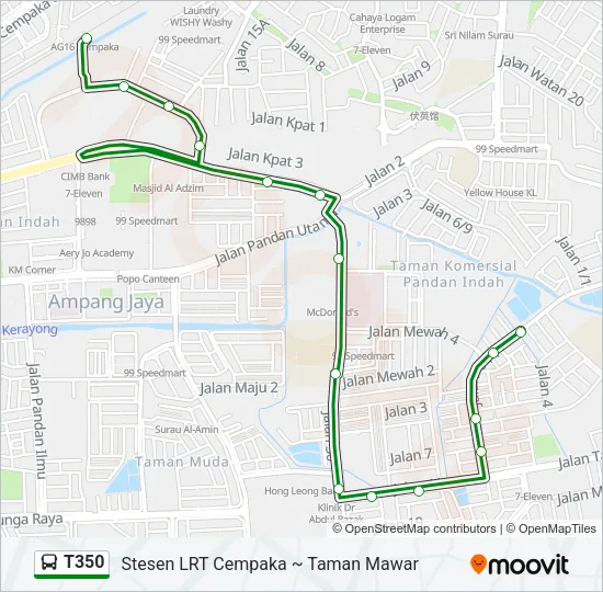 T350 Bus Line Map