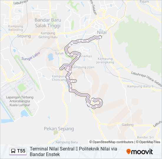 T55 bus Line Map