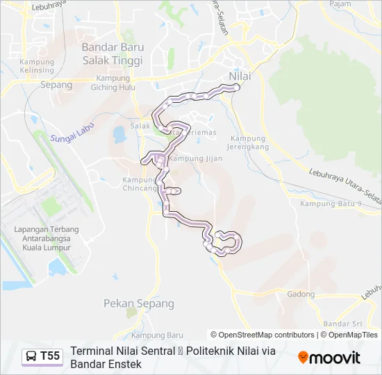 T55 Bus Line Map
