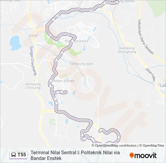 T55 Bus Line Map