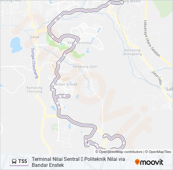 T55 bus Line Map