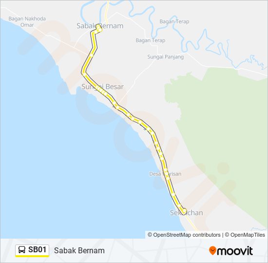 Sb01路线 日程 站点和地图 Sabak Bernam