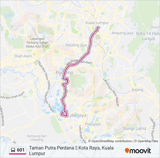 601 bus Line Map