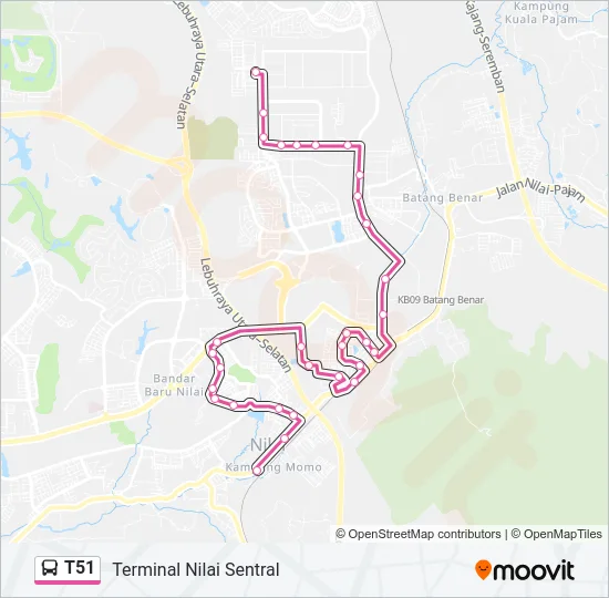 T51 Bus Line Map