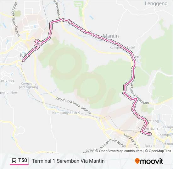 T50 Bus Line Map