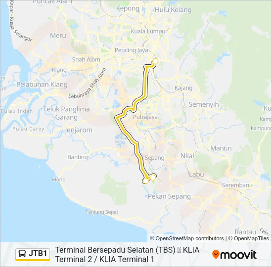 JTB1 Bus Line Map