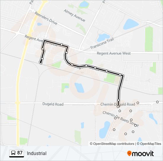 Plan de la ligne 87 de bus