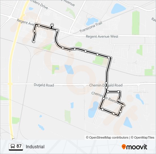 Plan de la ligne 87 de bus