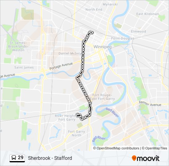 29 bus Line Map