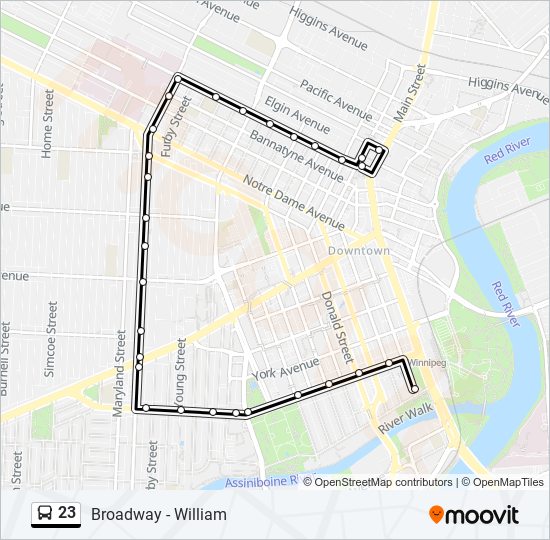 Plan de la ligne 23 de bus