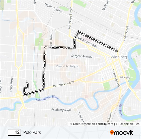 Plan de la ligne 12 de bus