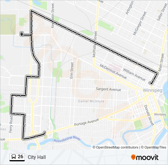 Plan de la ligne 26 de bus