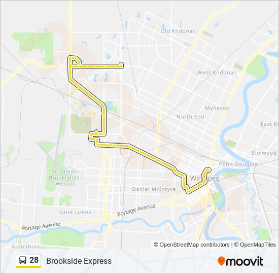 Plan de la ligne 28 de bus