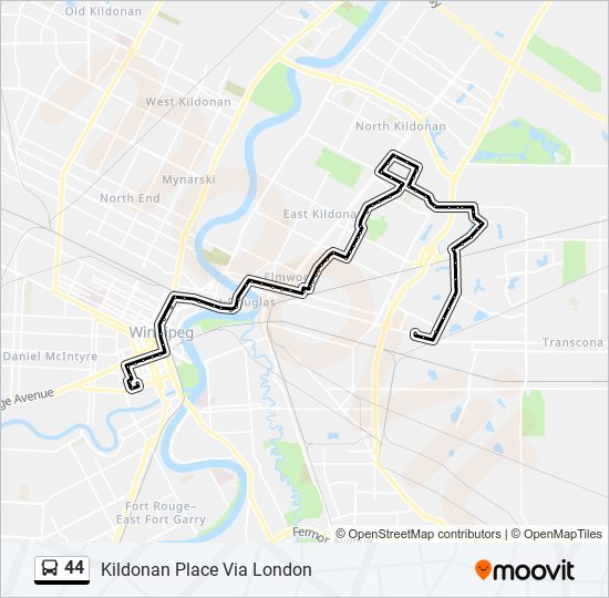 44 bus Line Map