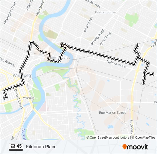 Plan de la ligne 45 de bus