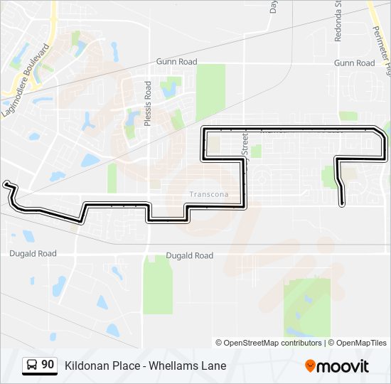 Plan de la ligne 90 de bus