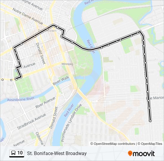 Plan de la ligne 10 de bus