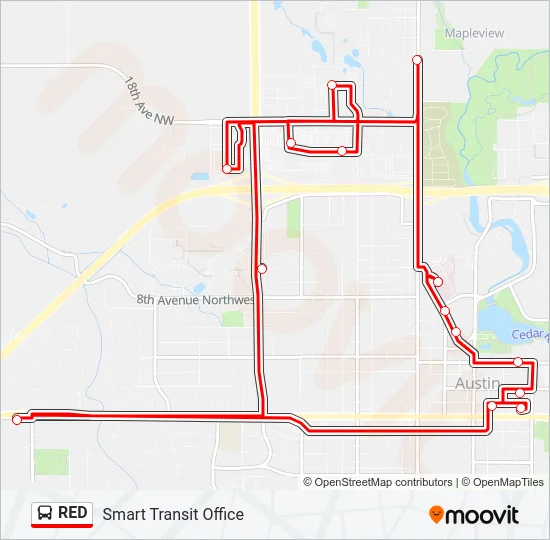RED Bus Line Map