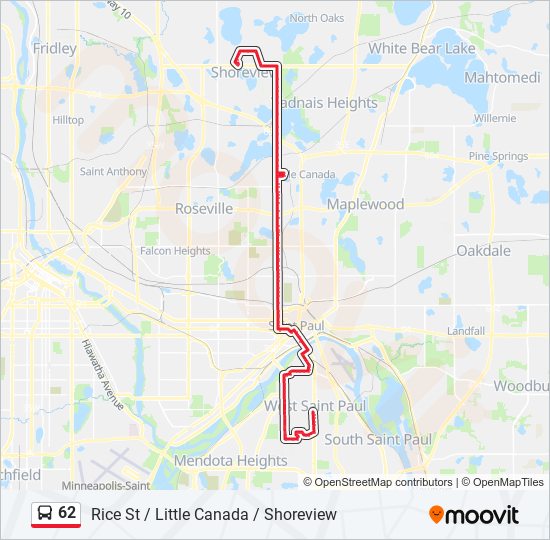 62 bus Line Map