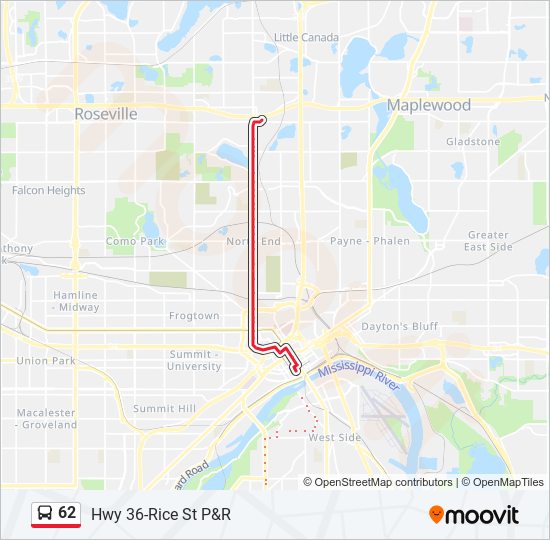 62 bus Line Map